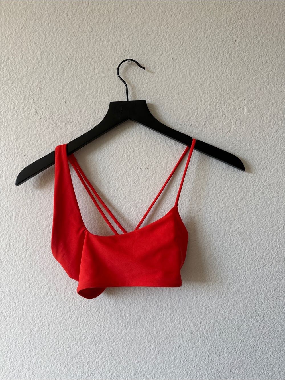Mikoh Red Asymmetric Strappy Bikini Top